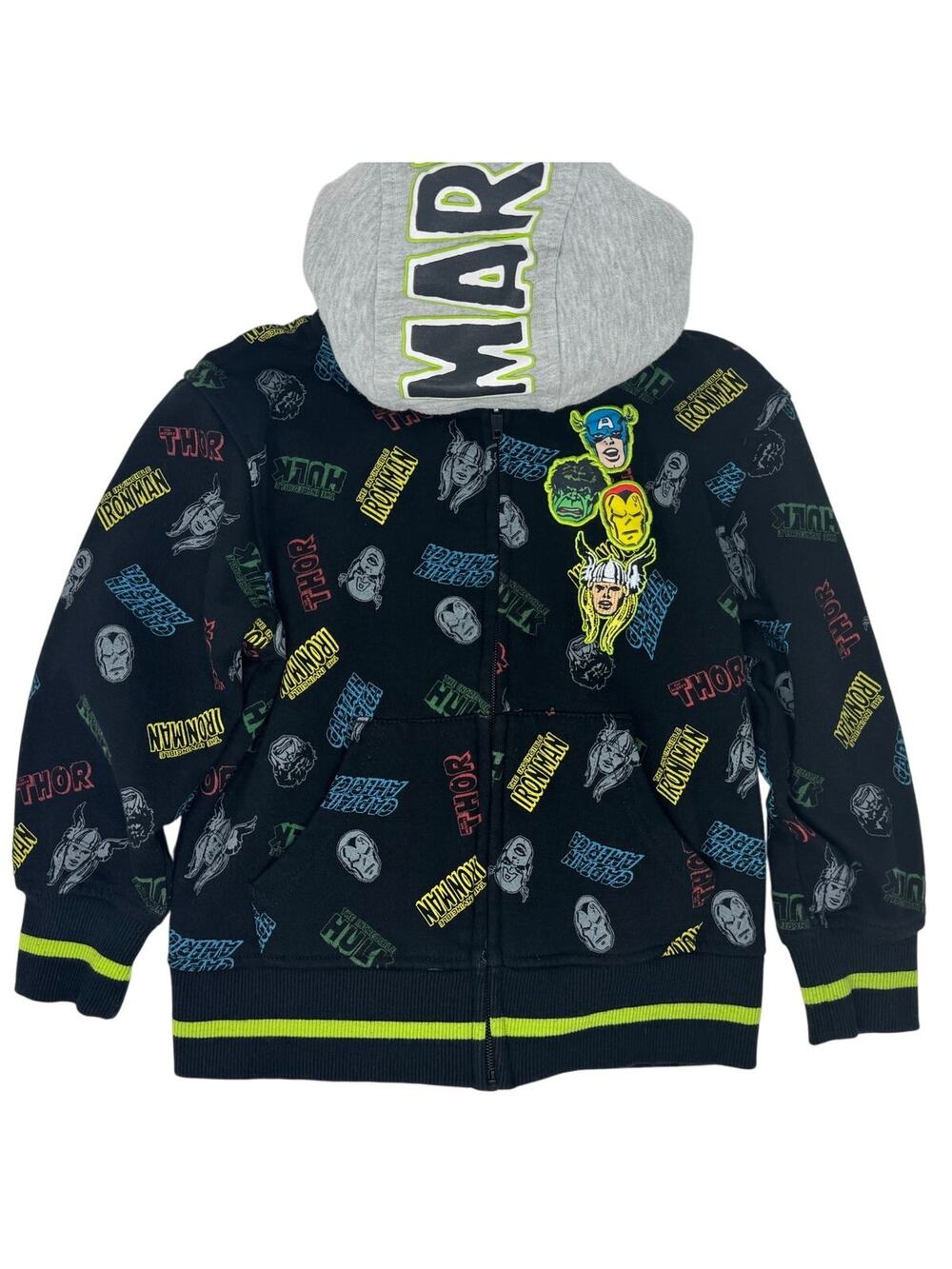 Marvel Hoodie Sweatshirt Boys 5 Black Iron Man Hulk Captain America Thor